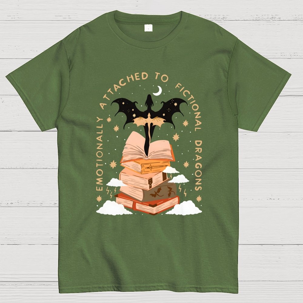 Emotionally Attached to Fictional Dragons Bookish Geek T-Shirt