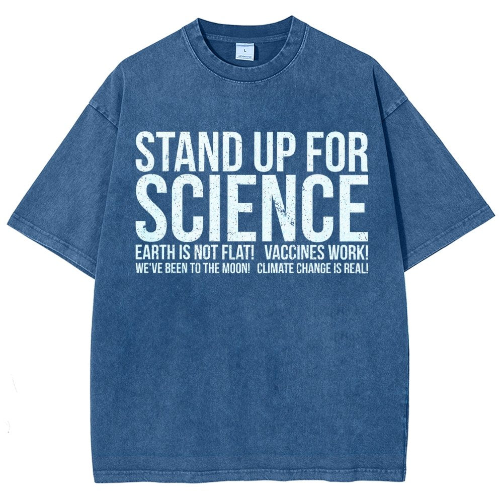 Earth Is Not Flat Stand Up For Science Vintage Distressed T-shirt