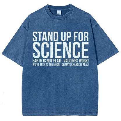 Earth Is Not Flat Stand Up For Science Vintage Distressed T-shirt