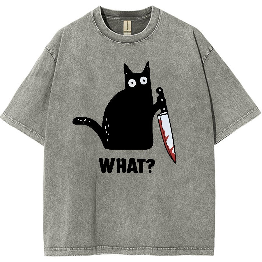 What! Funny Cat Vintage Distressed T-shirt