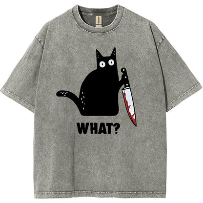 What! Funny Cat Vintage Distressed T-shirt