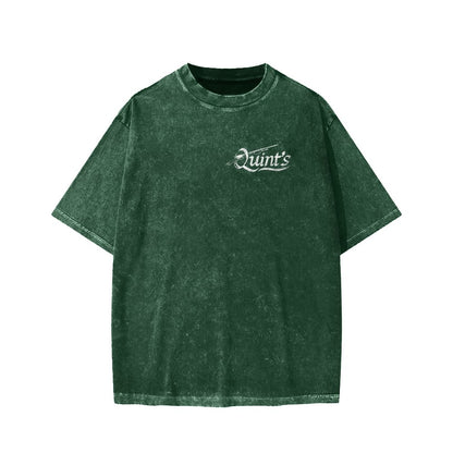 Captain's Shark Fishing Front And Back Printing Washed T-shirt
