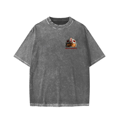 Standing By Front And Back Printing Washed T-shirt