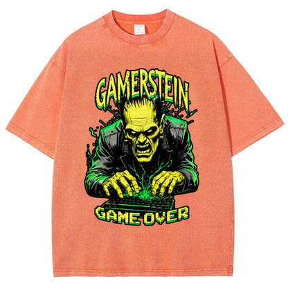 Gamerstein Game Over Funny Halloween Vintage Distressed T-shirt