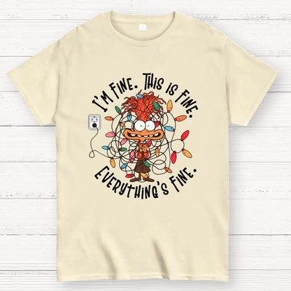 It's Fine This Is Fine Everything Is Fine Christmas Light Geek T-Shirt