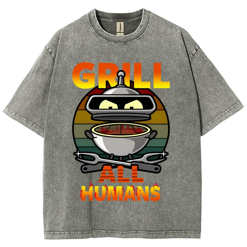 Grill All Humans Vintage Distressed T-shirt