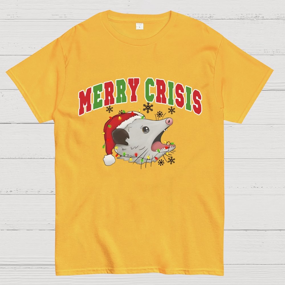 Merry Crisis Opossum Funny Christmas Geek T-Shirt