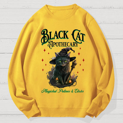 Black Cat Apothecary Halloween Geek Cotton Sweatshirt