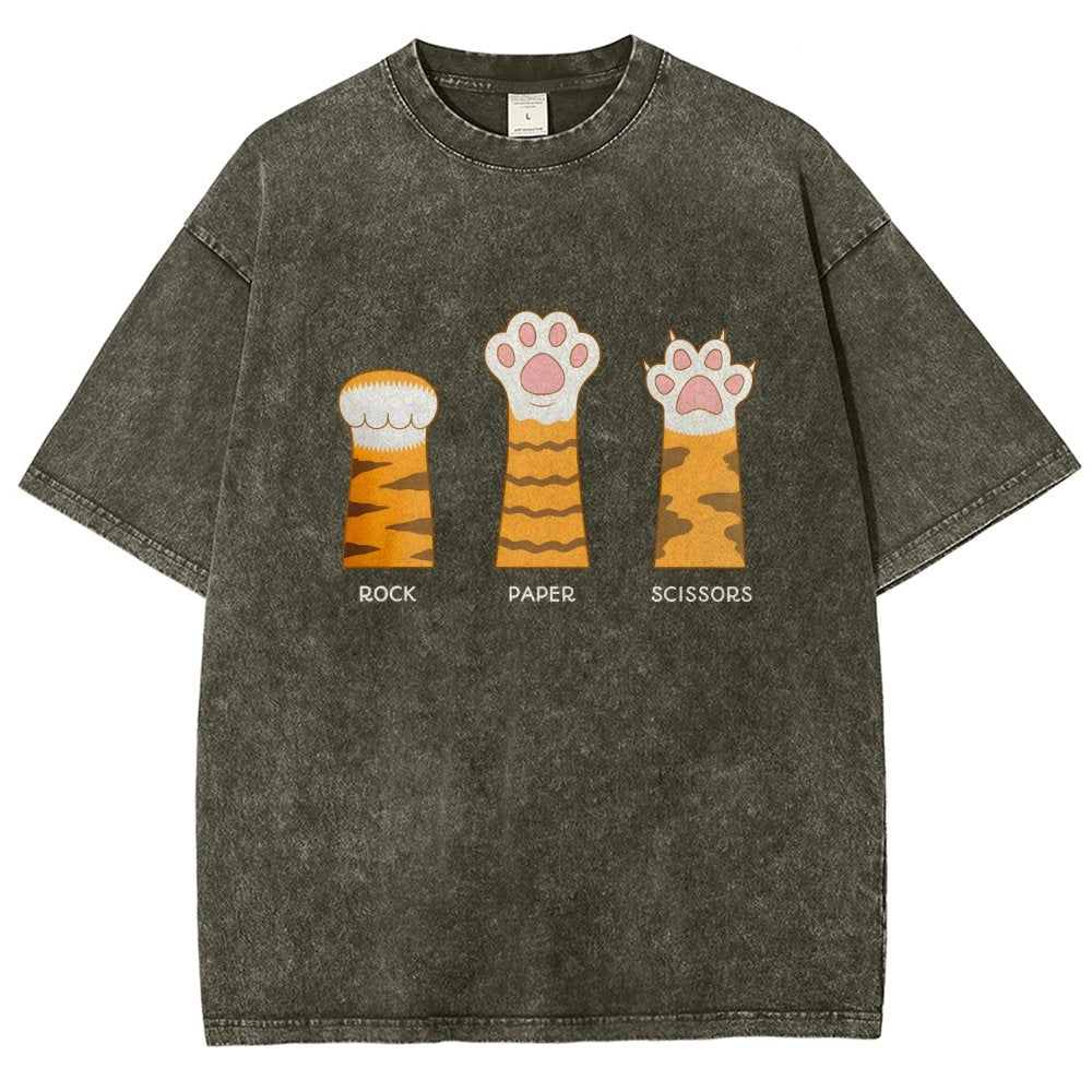 Rock Paper Scissors Purrfect Vintage Distressed T-shirt