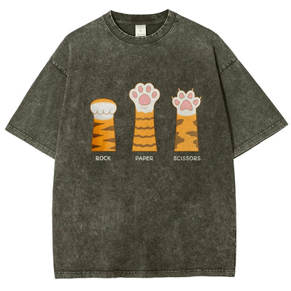 Rock Paper Scissors Purrfect Vintage Distressed T-shirt