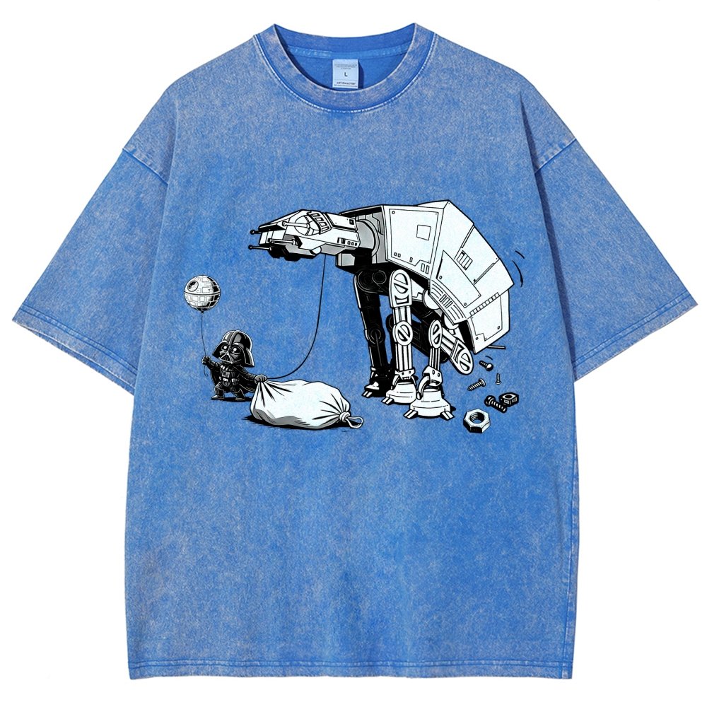Picking Up Feces With A Huge Poop Bag Empire Robot Dog-Planet Battles Vintage Distressed T-shirt