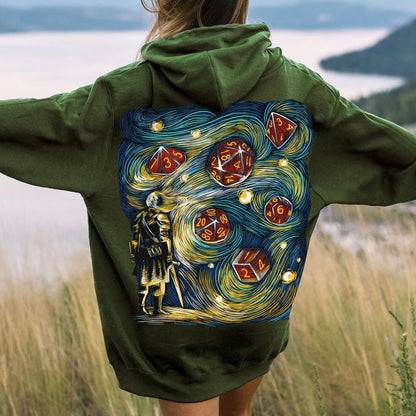 Starry Dice Printed Back Cotton Hoodie