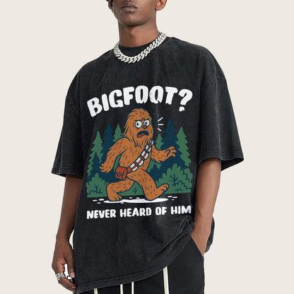 Bigfoot Never Heard Of Him Vintage Distressed T-shirt