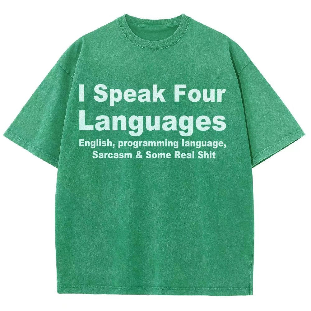 Speak Four Languages Vintage Distressed T-shirt