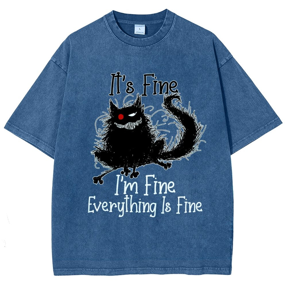 It's fine funny cat Vintage Distressed T-shirt