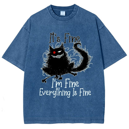 It's fine funny cat Vintage Distressed T-shirt