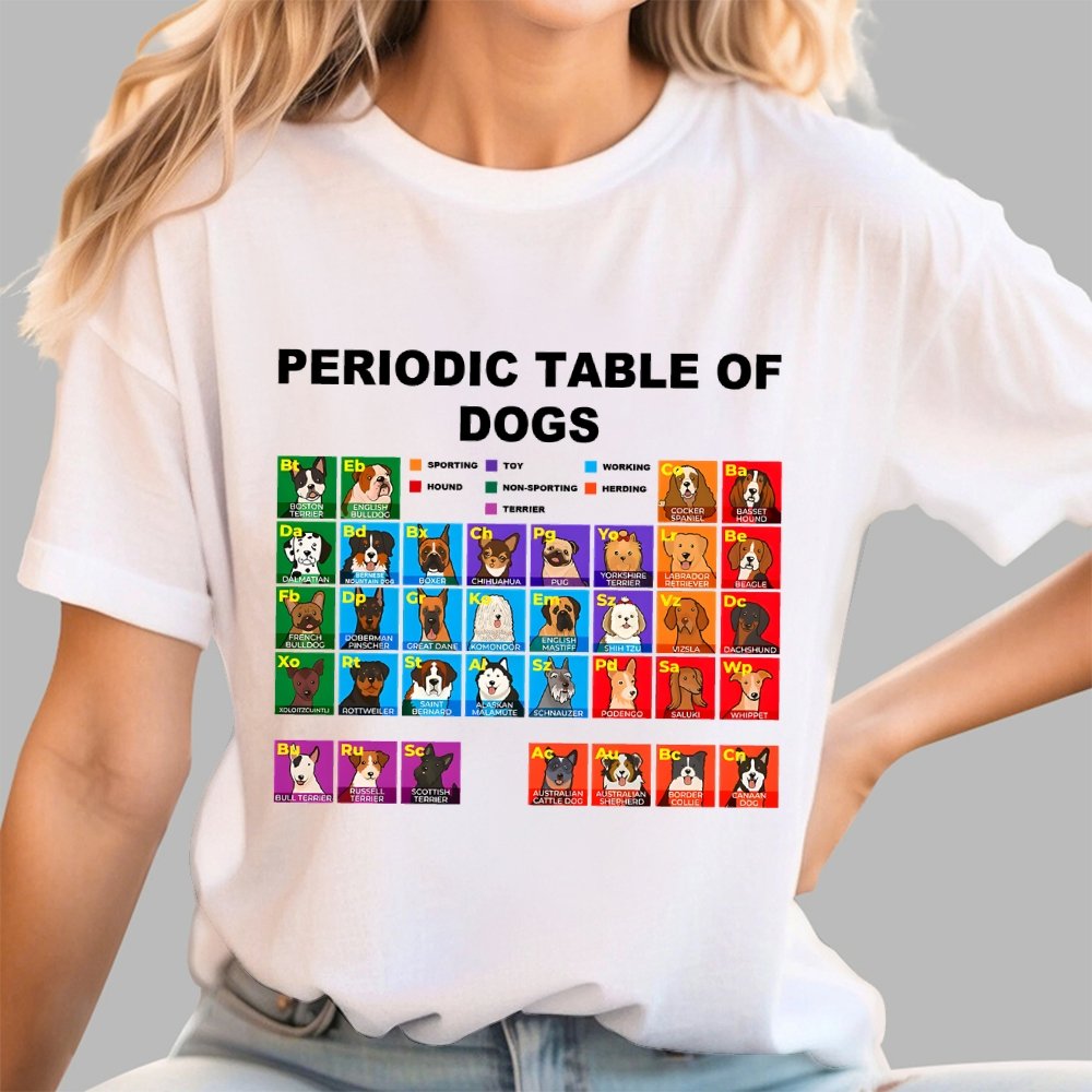 Periodic Table of Dogs, Dog Lover, Funny Science Geek T-Shirt