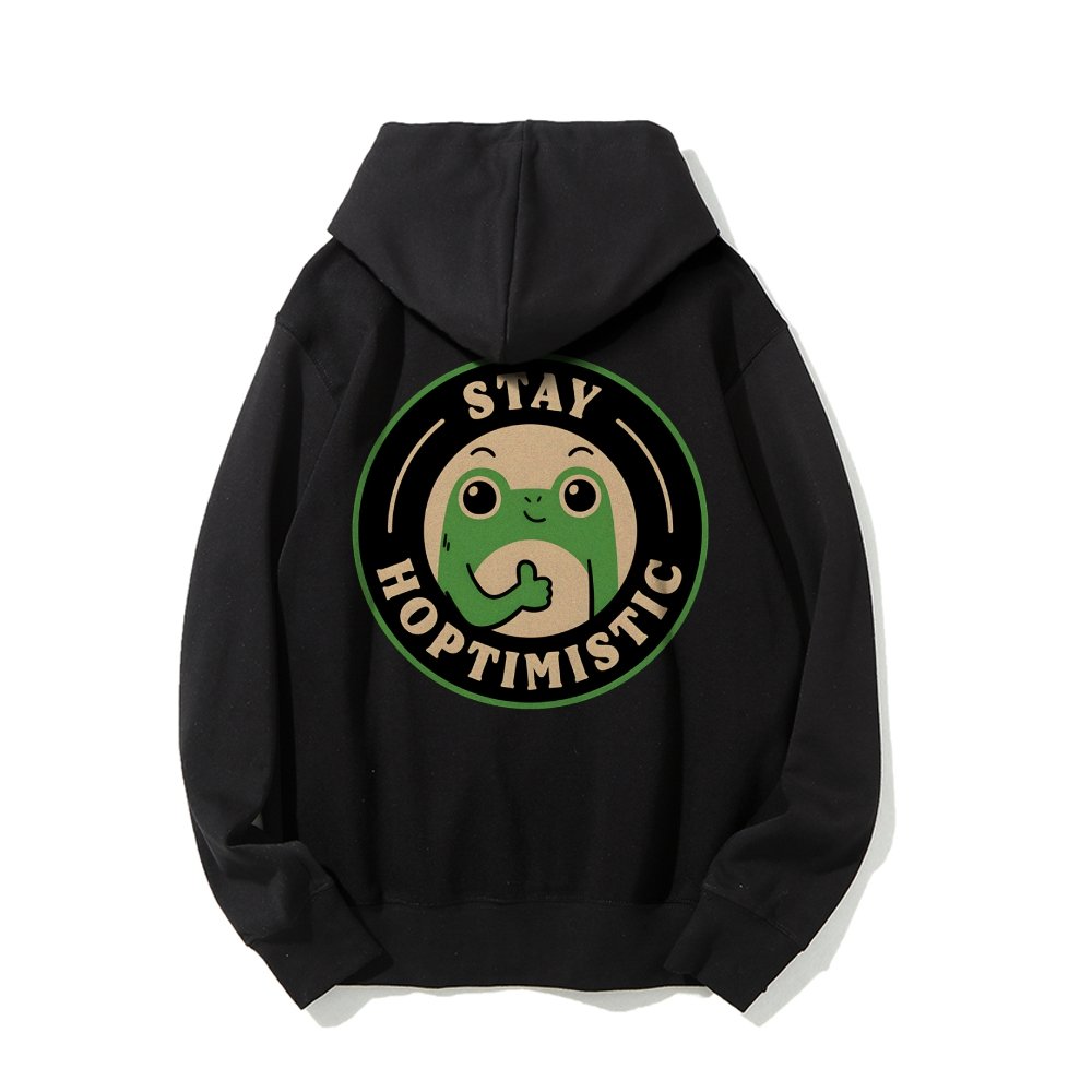 Stay Hoptimistic Printed Back Unisex Cotton Hoodie