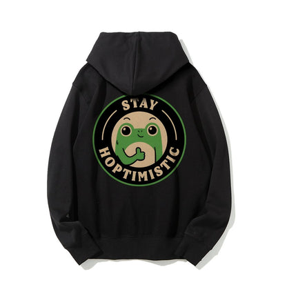 Stay Hoptimistic Printed Back Unisex Cotton Hoodie