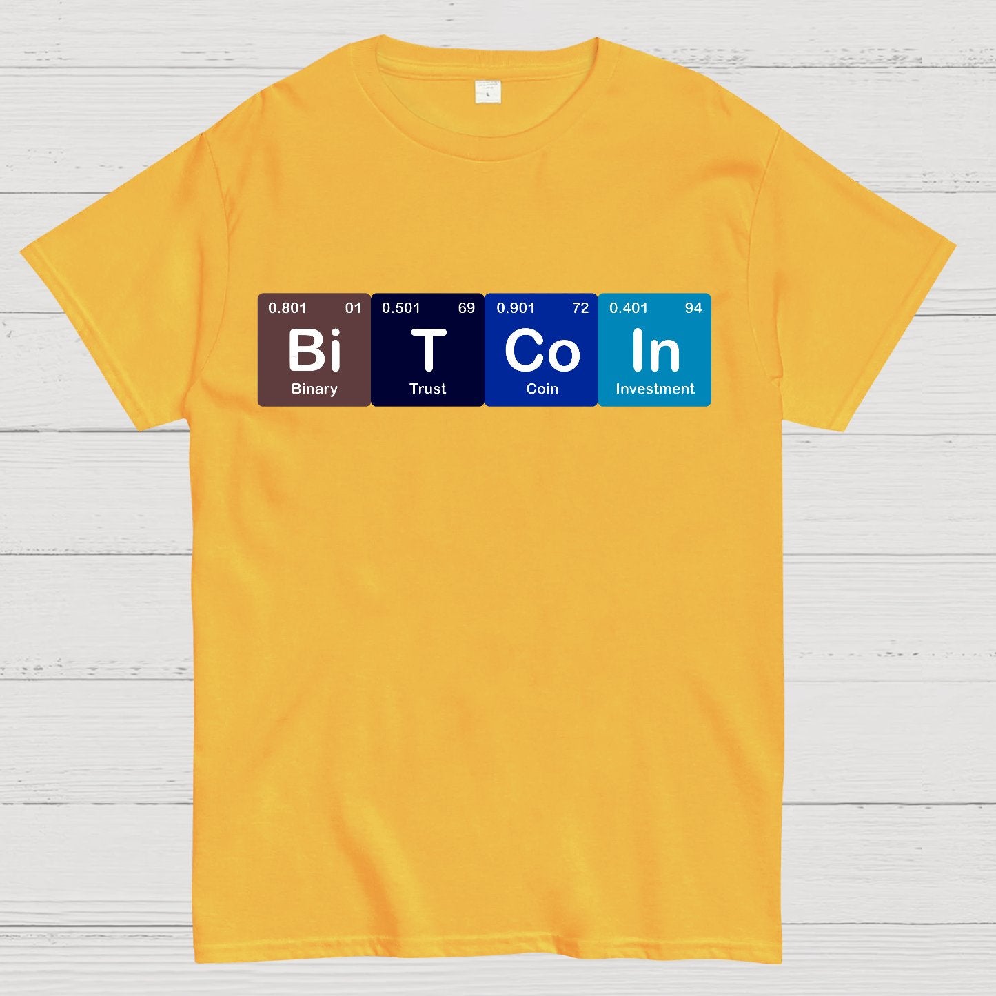 Bitcoin Periodic Table Cryptocurrency BTC Funny Vintage Geek T-Shirt