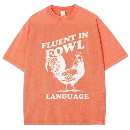 Chicken Turkey Fluent In Fowl Language Vintage Distressed T-shirt