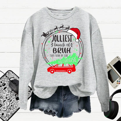 Jolliest Bunch Of Bruh Christmas Cotton Pullover Sweatshirt