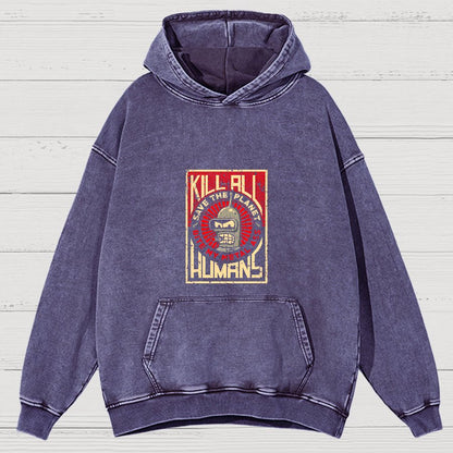 Save The Earth And Kill All Humans Vintage Distressed Hoodie