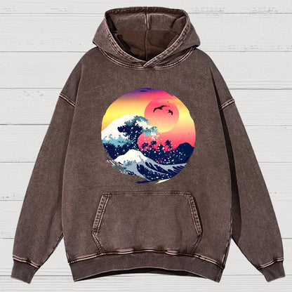 The Great Waves Vintage Distressed Hoodie