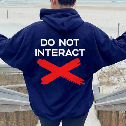 Do Not Interact Printed Back Unisex Cotton Hoodie