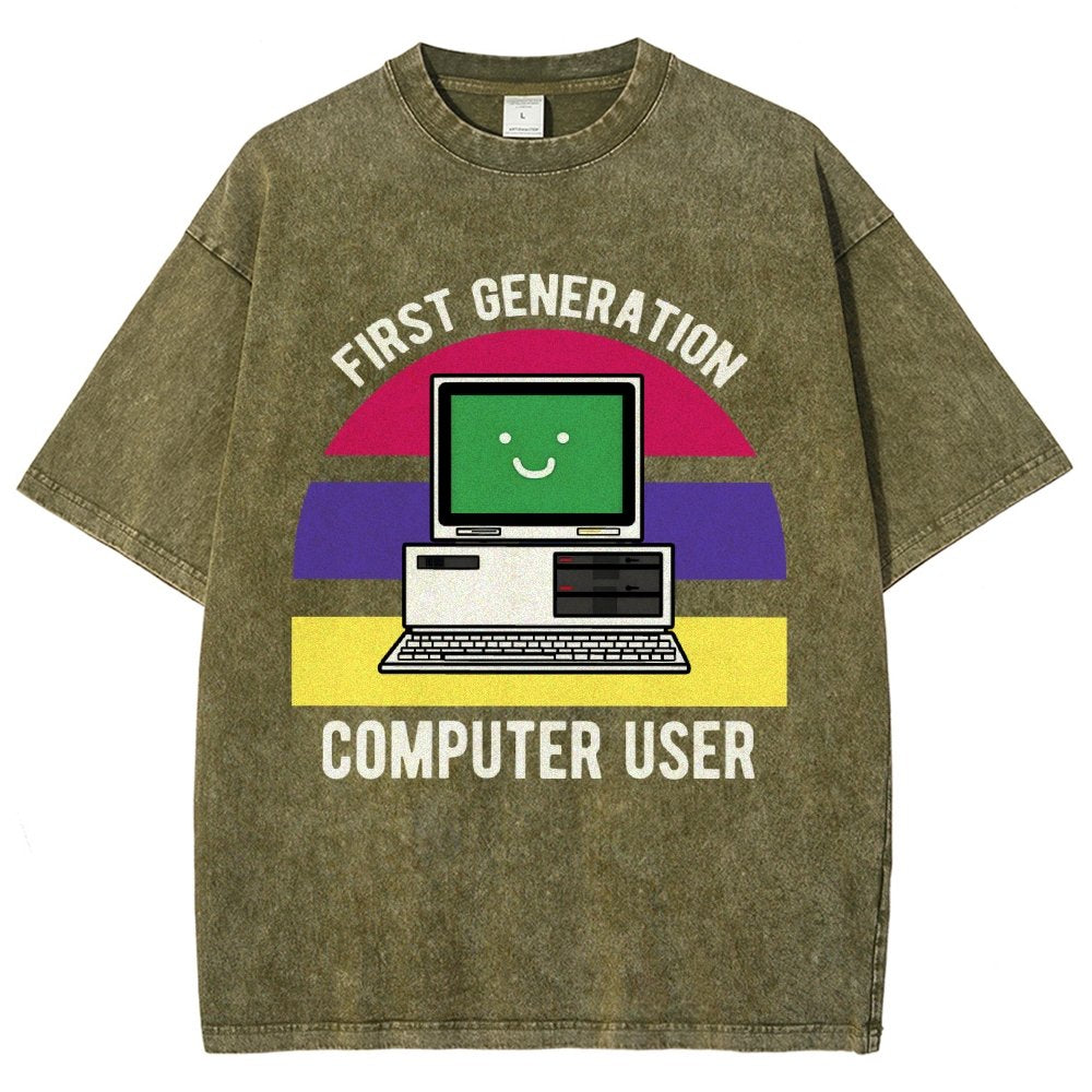 First Generation Computer User Vintage Distressed T-shirt