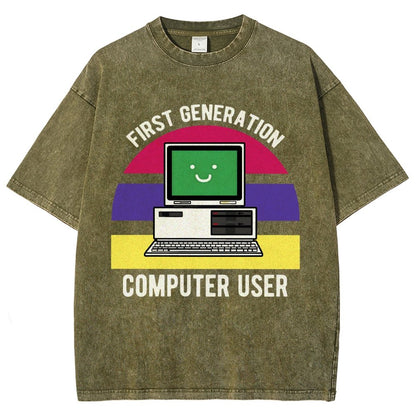 First Generation Computer User Vintage Distressed T-shirt