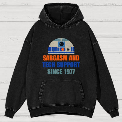 Providing Sarcasm and Tech Support Since 1977 Vintage Distressed Hoodie