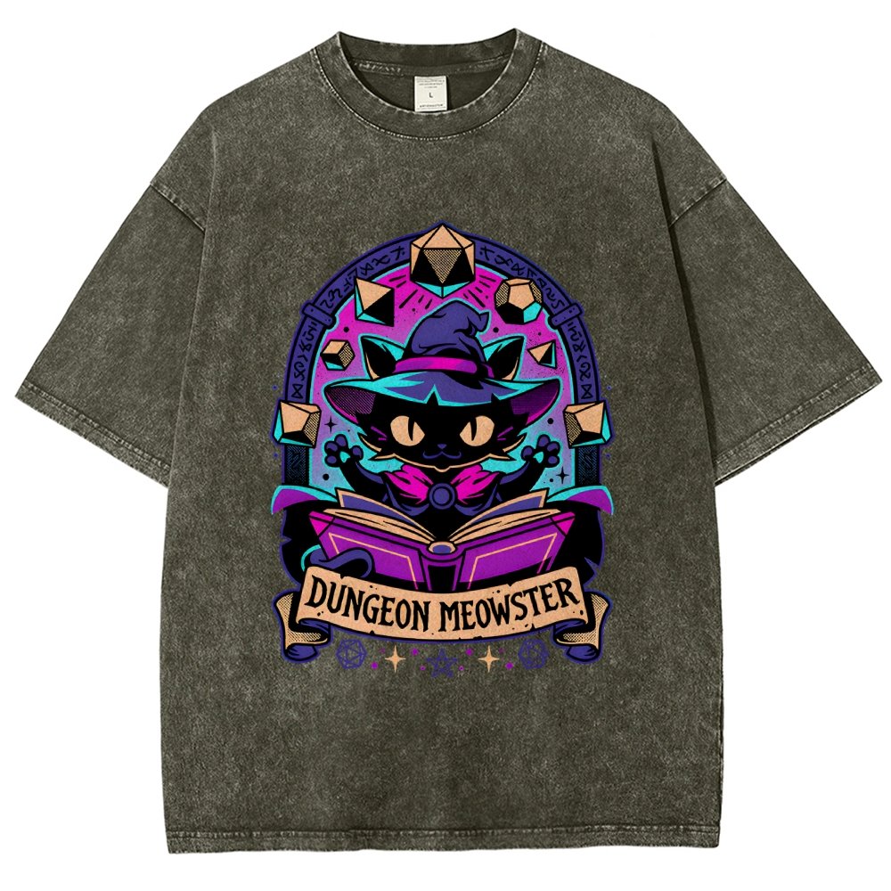Feline Dungeon Keeper Meowster Vintage Distressed T-shirt