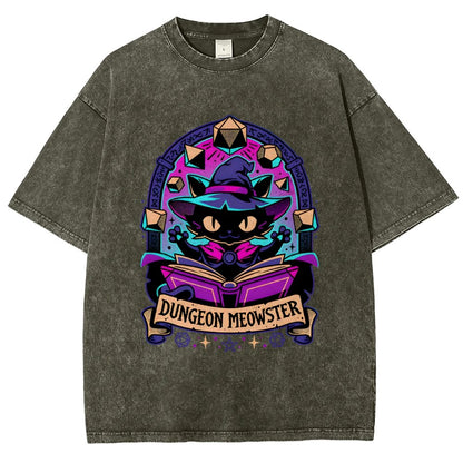 Feline Dungeon Keeper Meowster Vintage Distressed T-shirt