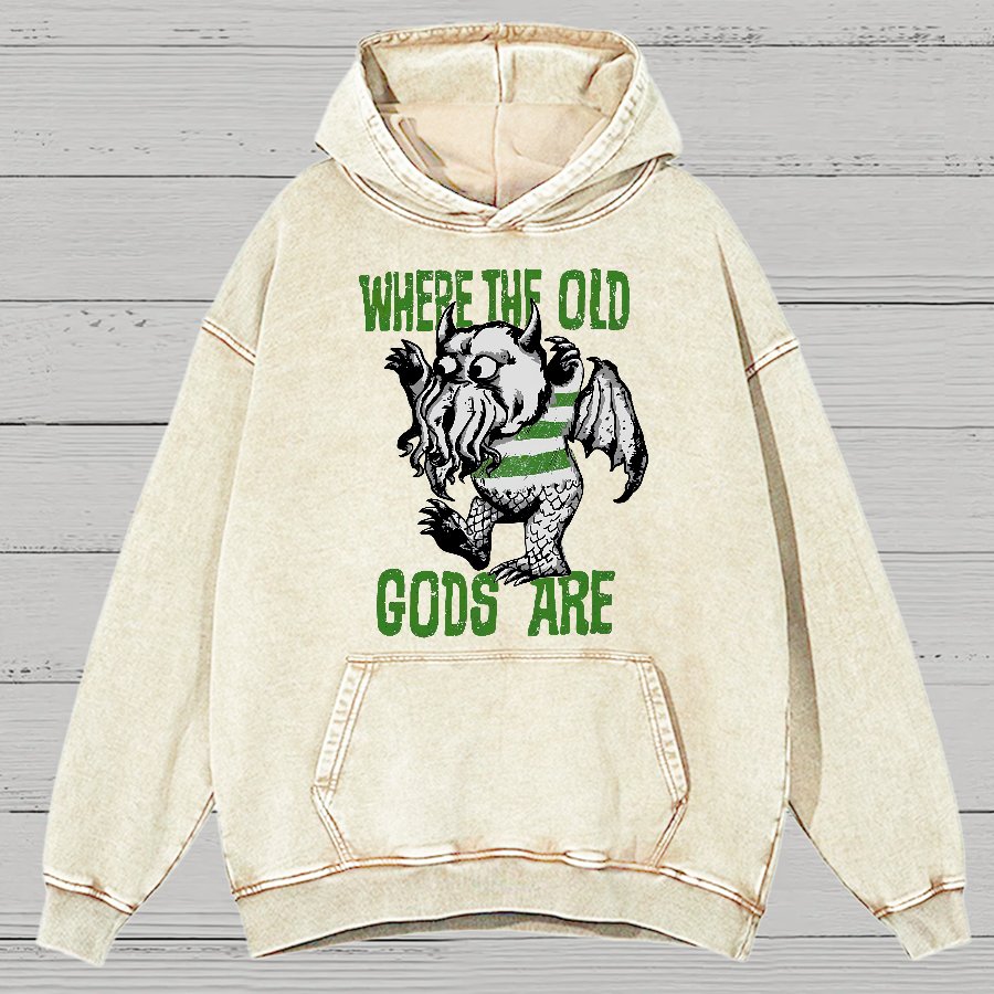 Where The Old Gods Are Vintage Distressed Hoodie