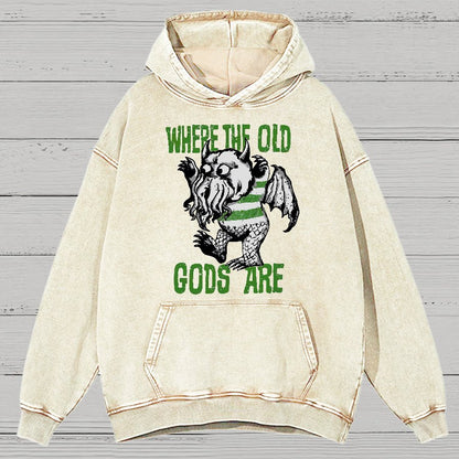 Where The Old Gods Are Vintage Distressed Hoodie