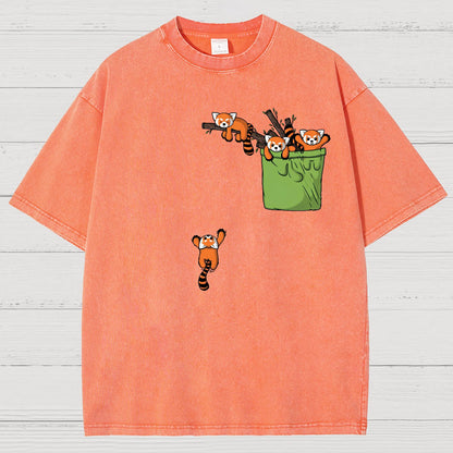 Pocket Red Panda Vintage Distressed T-shirt