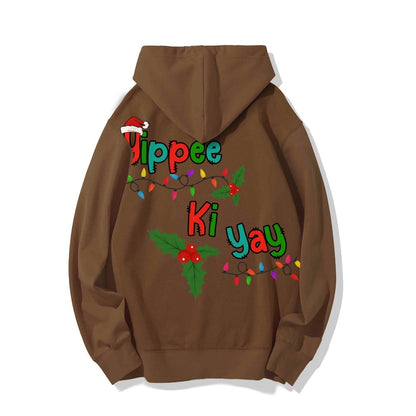 Yippee Ki Yay Christmas Printed Back Cotton Hoodie