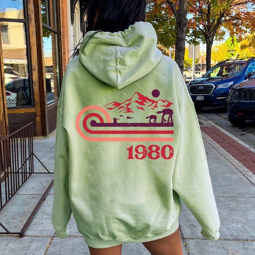 Retro Vintage Base Printed Back Unisex Cotton Hoodie