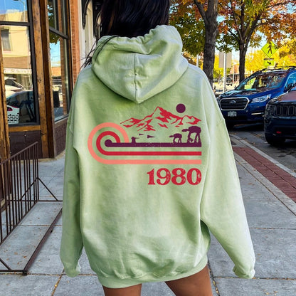 Retro Vintage Base Printed Back Unisex Cotton Hoodie