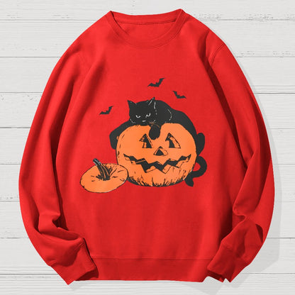 Black Cat Halloween Geek Cotton Sweatshirt
