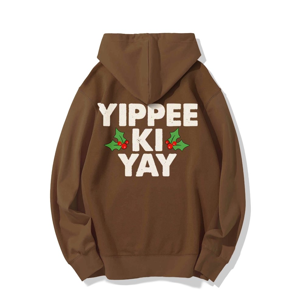 Yippee-Ki-Yay Printed Back Unisex Cotton Hoodie