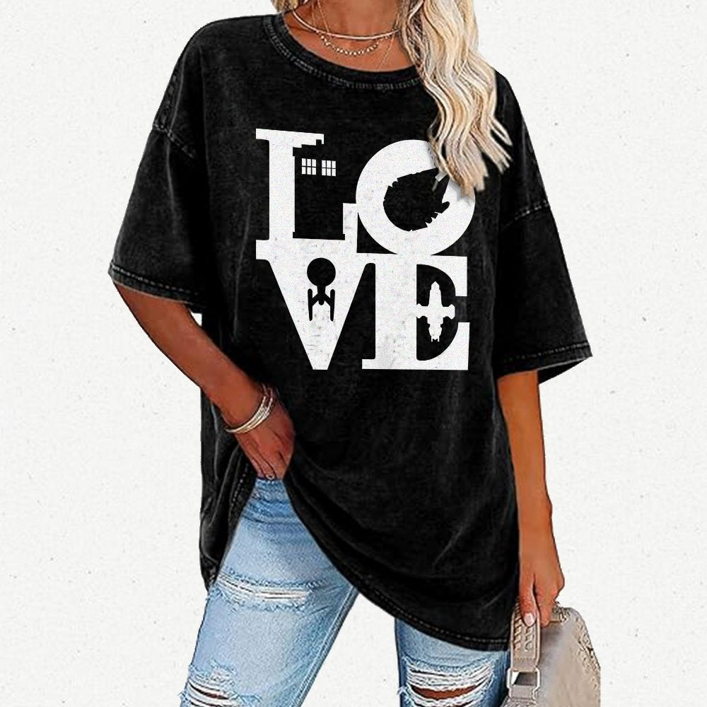 I Love SciFi Black Vintage Distressed T-shirt