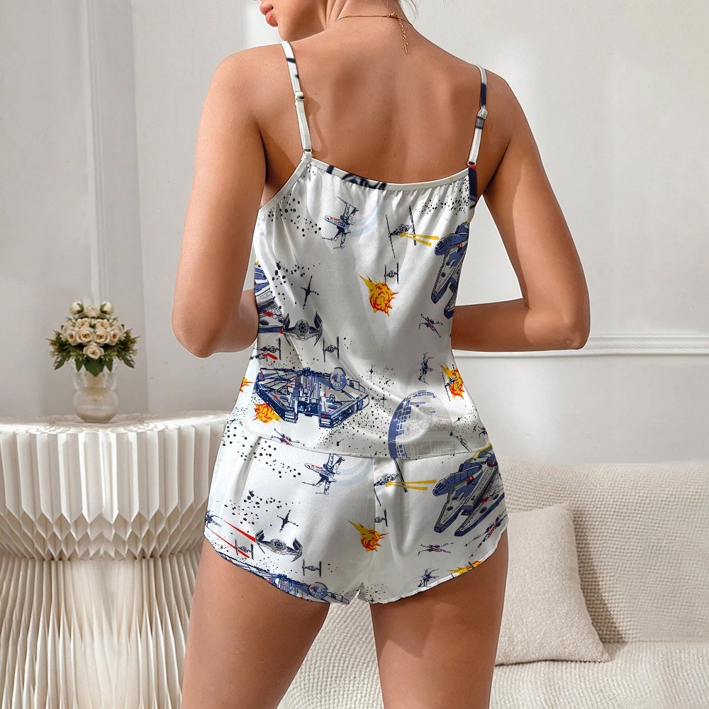 Spacecraft Print  Women's Geek Suspender Cami Set