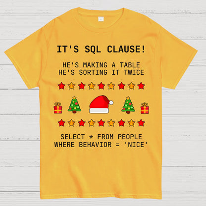 SQL Clause Christmas Coding Present Classic Geek T-Shirt