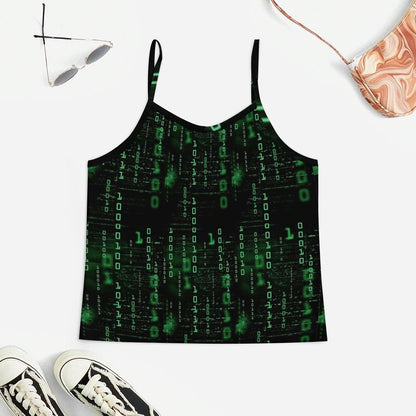 Binary Computer 1s and 0s Geeky Short Sleeve Shirt Women's Geek Suspender Cami Set