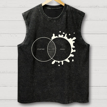 Balance Between Structure and Chaos Geek Vintage Distressed Washed Tank