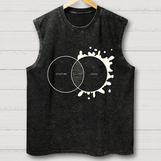 Balance Between Structure and Chaos Geek Vintage Distressed Washed Tank