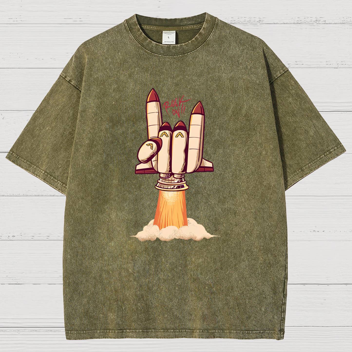 Rock On Rocket  Vintage Distressed T-shirt