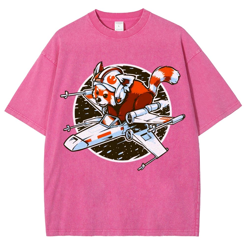 Red panda Standing By Vintage Distressed T-shirt